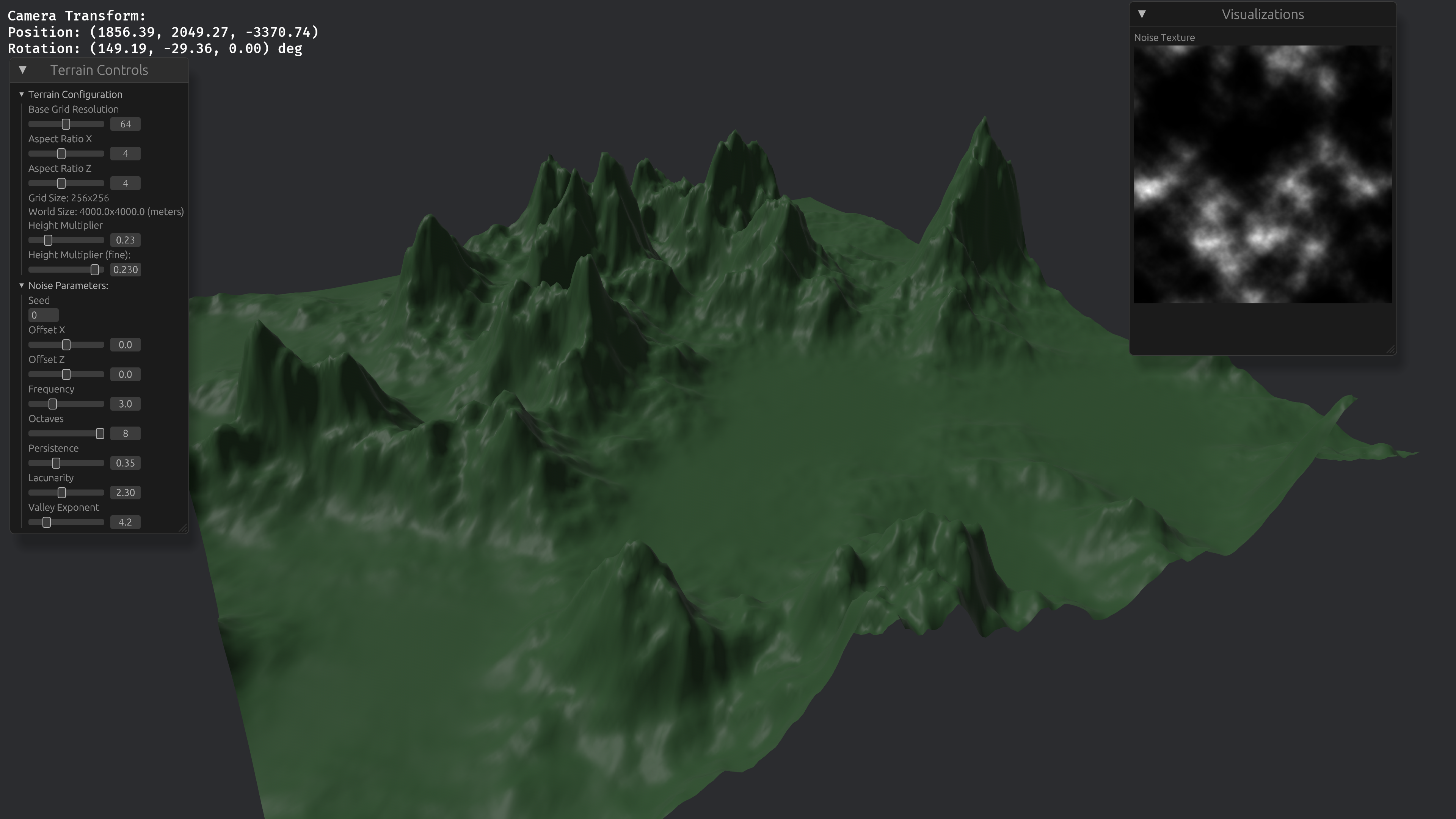 Demo of my procedural terrain generation in Bevy